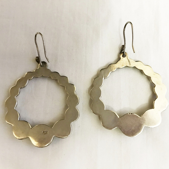 MEXICO Vintage Sterling Silver Ball Hoop Earrings - Picture 3 of 4